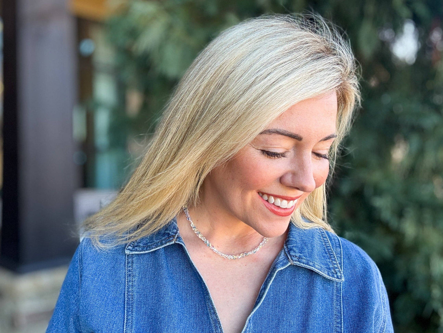 Beaded Necklace - Glass Hearts - Nora