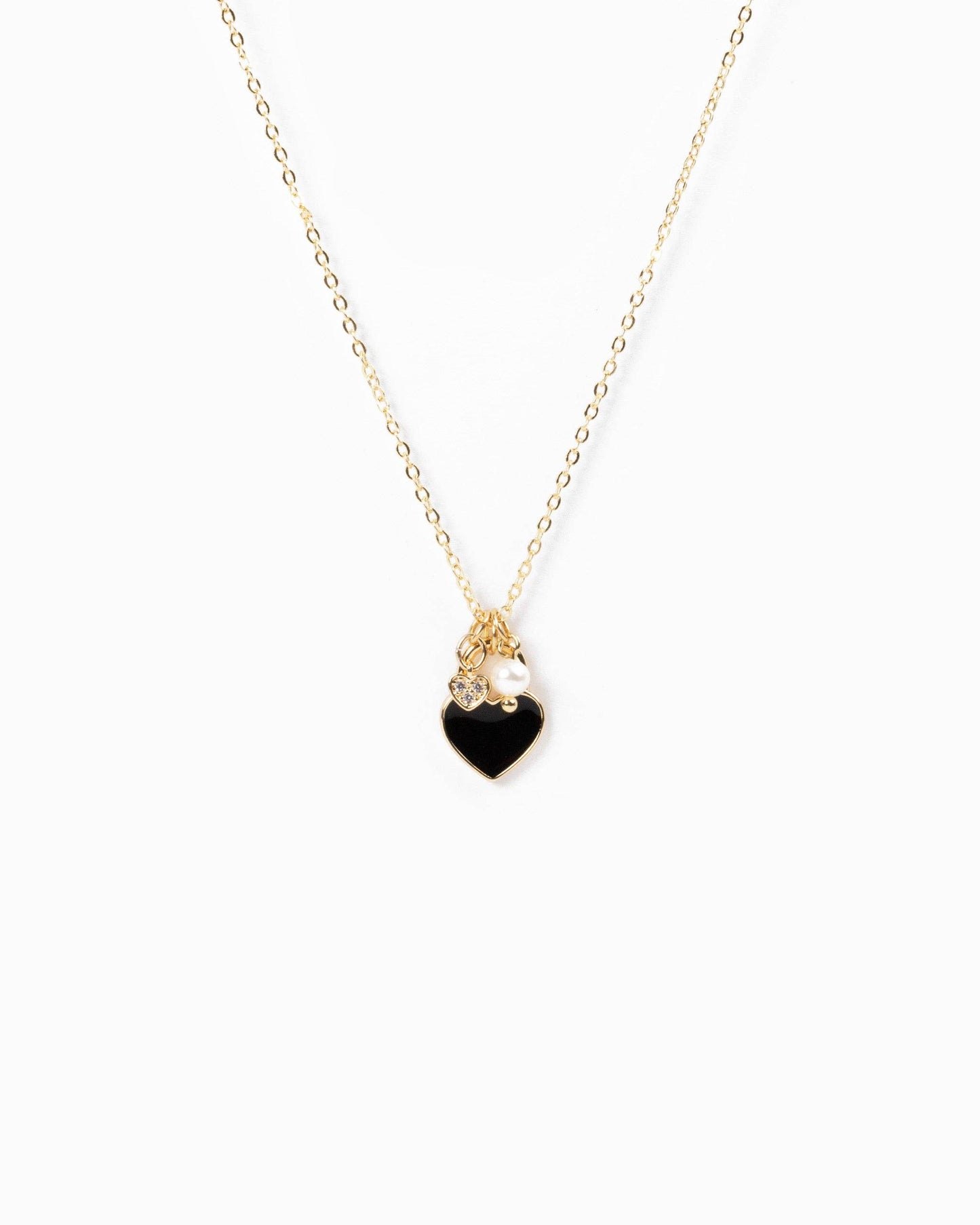 Color Heart Locket Mini Pearl Charm Necklace