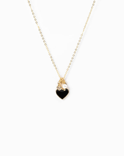 Color Heart Locket Mini Pearl Charm Necklace