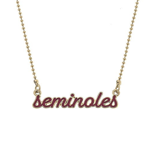 Garnet Enamel Script Necklace