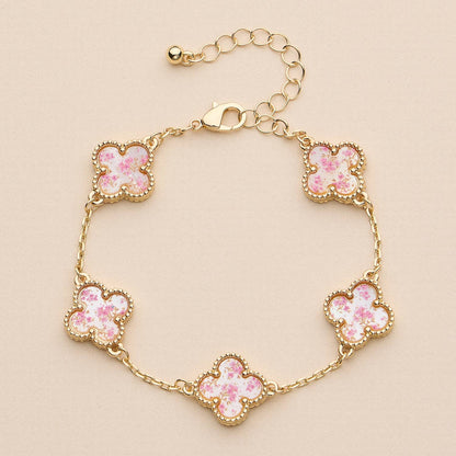 Lucky Clover Shell Charm Bracelet Inspired by Vancleef Design