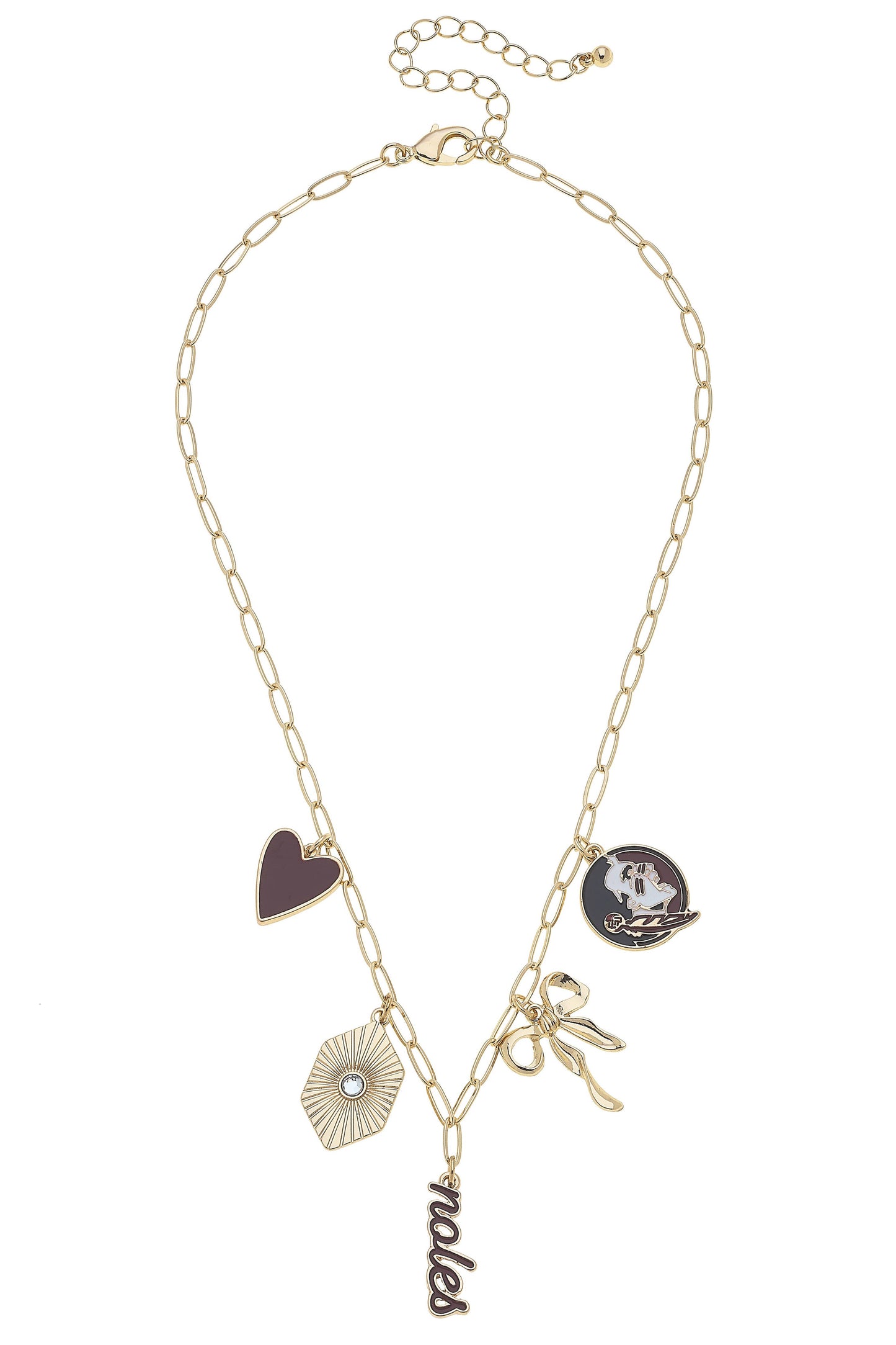 Florida State Seminoles Paper Clip Charm Collector Necklace in Shiny Gold