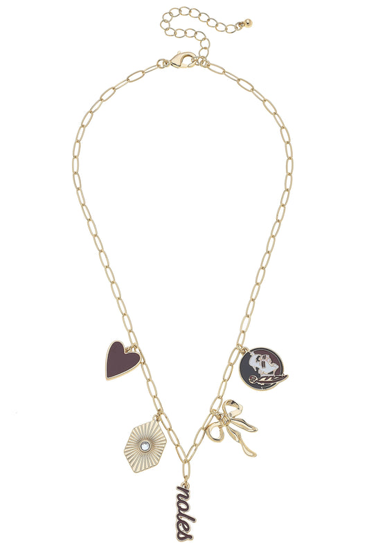 Garnet Paper Clip Charm Collector Necklace