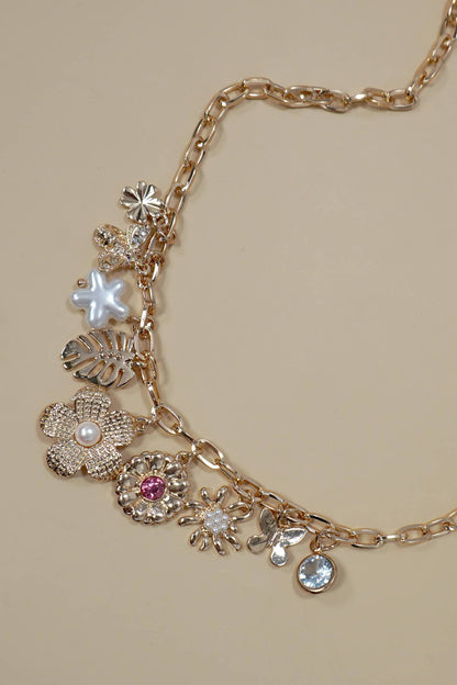 Necklace - Charm Bar - Flower Charm Necklace