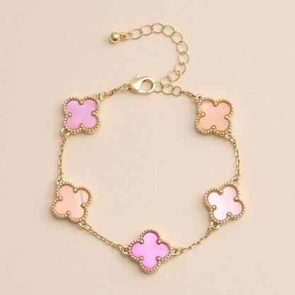 Lucky Clover Shell Charm Bracelet Inspired by Vancleef Design