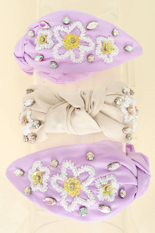 Floral Beaded Jeweled Embellished Headband
