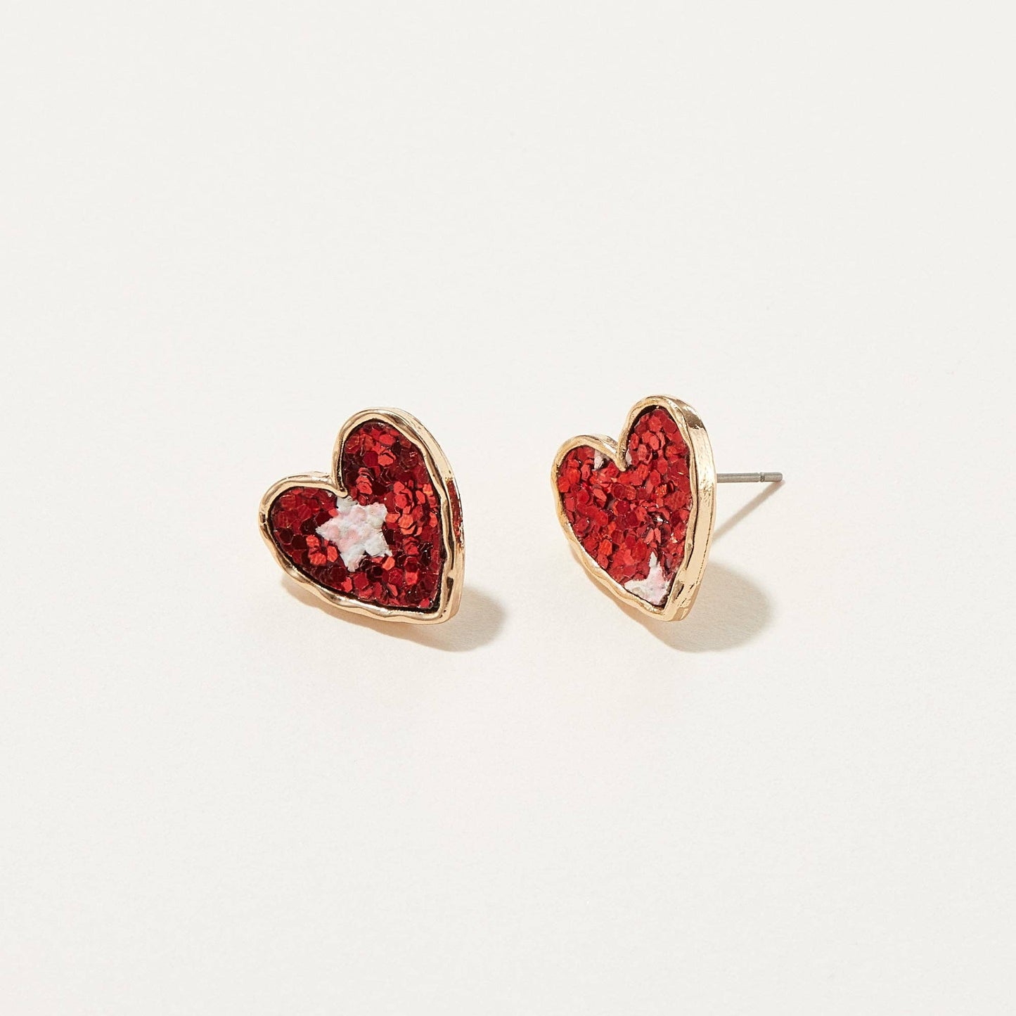America Glitter Heart Stud Earring Set — 6 Pack