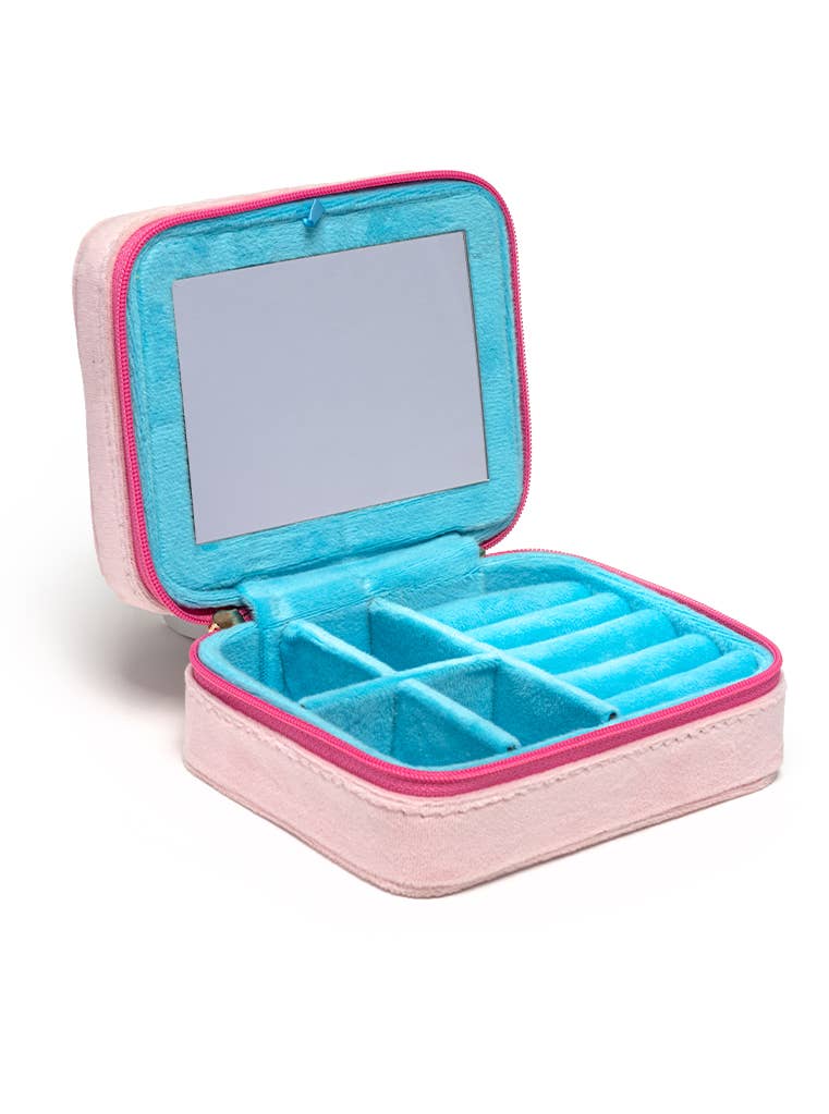 Velvet Jewelry Zip Case / Organizer - Feminine Florals -Pink