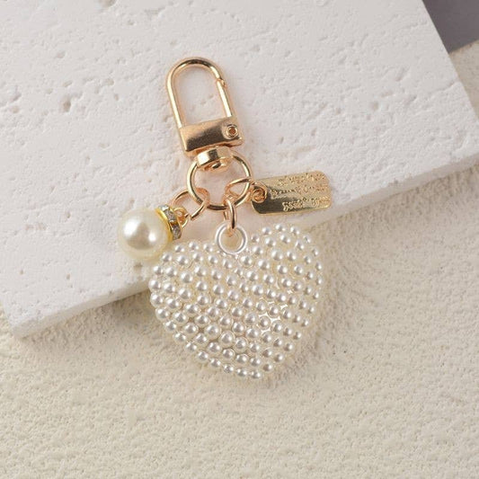 Keychain - Puffy Pearl Heart