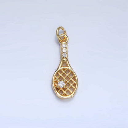 Tennis & Badminton Racket Charm — Gold & Silver