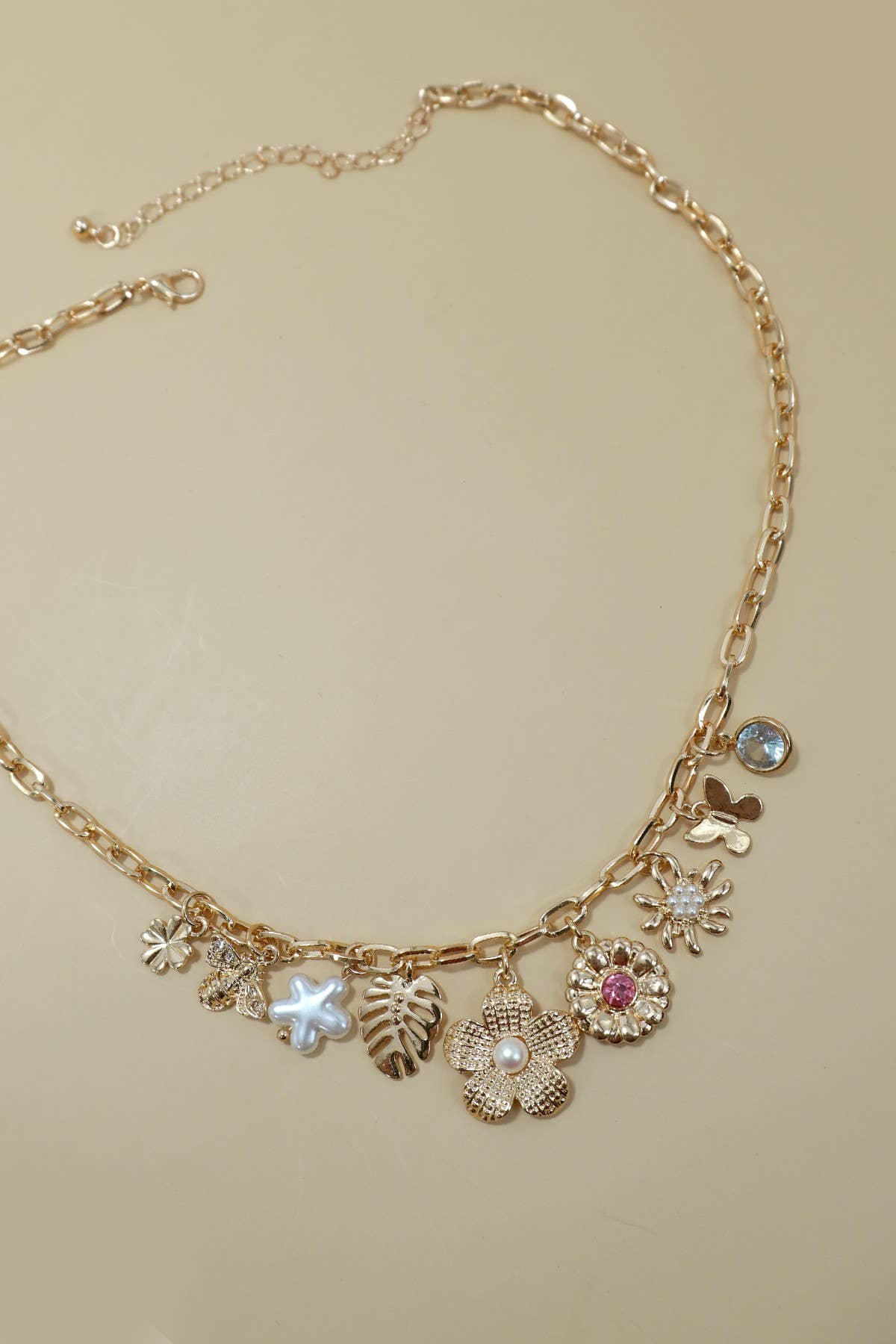 Necklace - Charm Bar - Flower Charm Necklace