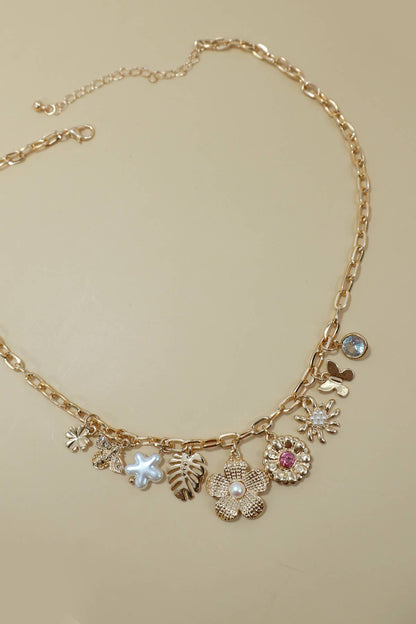 Necklace - Charm Bar - Flower Charm Necklace