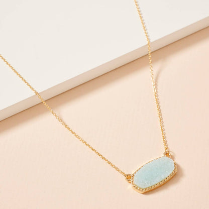 Druzy Stone Charm Short Necklace