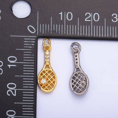 Tennis & Badminton Racket Charm — Gold & Silver