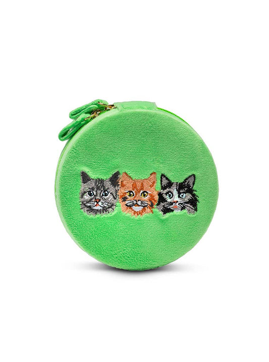 Kitten Caboodle Green Velvet Jewelry Zip Case / Organizer