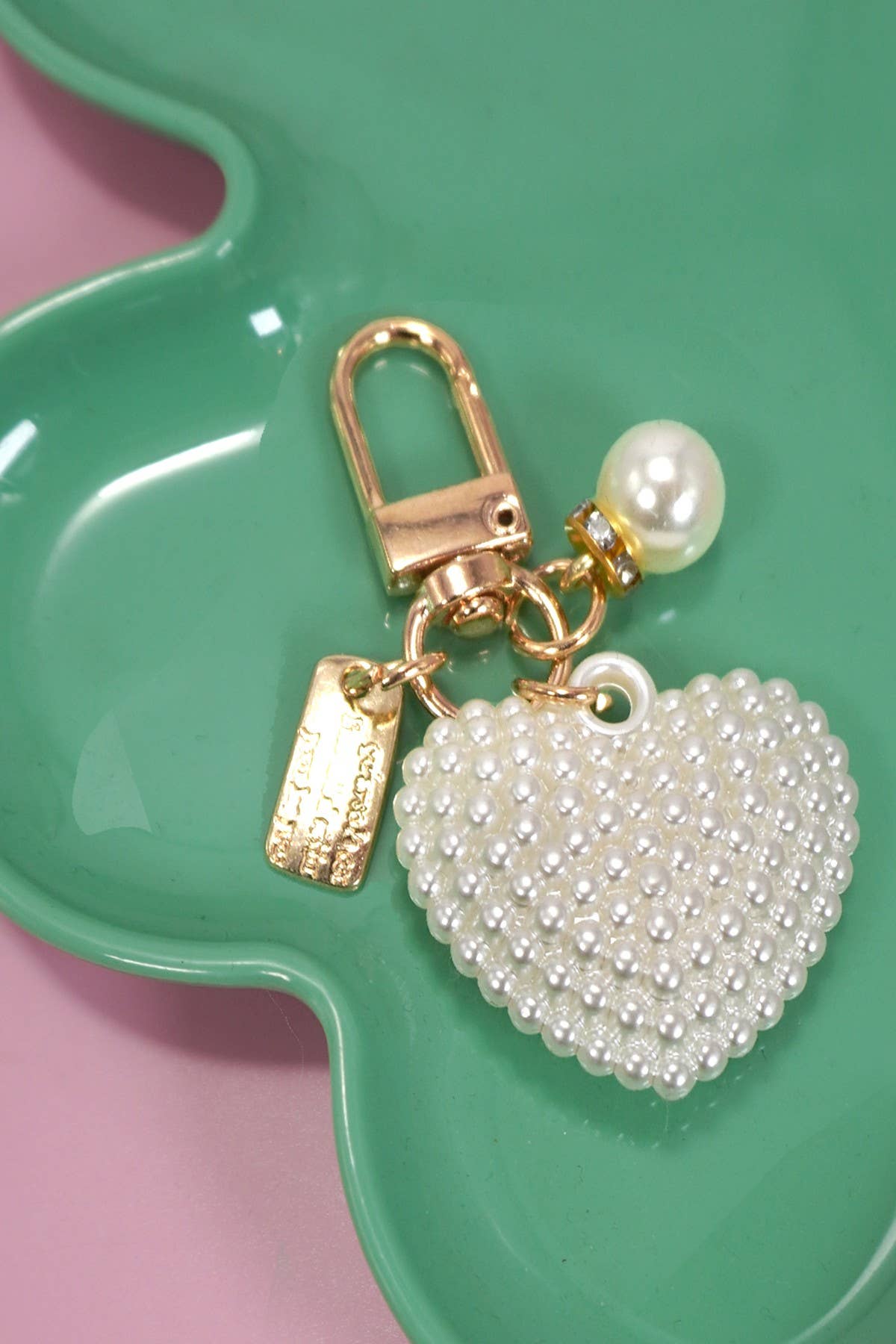Keychain - Puffy Pearl Heart