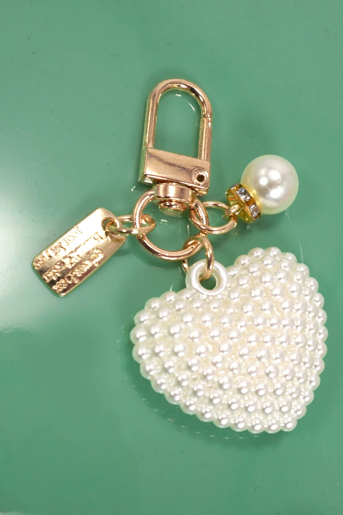 Keychain - Puffy Pearl Heart