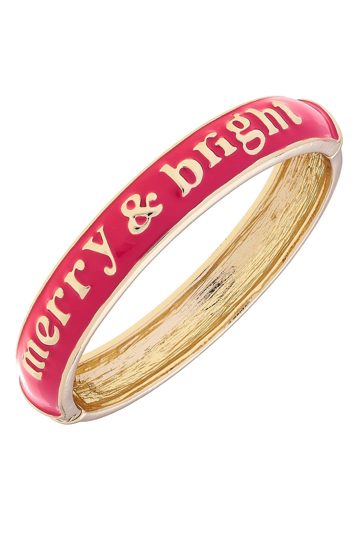 Merry & Bright Sculpted Enamel Hinge Bangle in Fuchsia