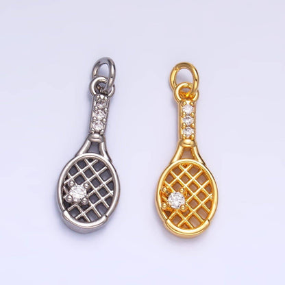 Tennis & Badminton Racket Charm — Gold & Silver