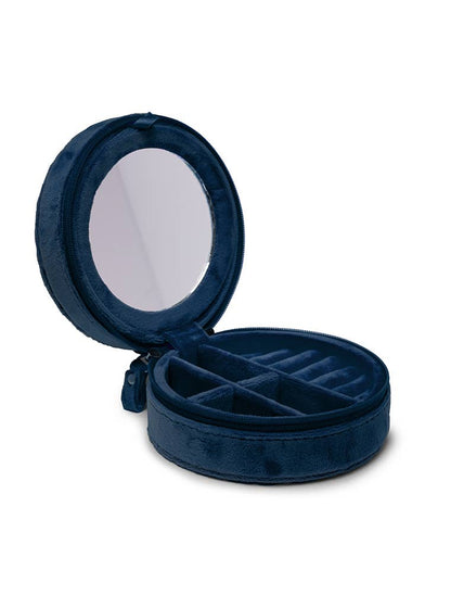 Puppy Pals Navy Velvet Jewelry Zip Case/Travel Organizer