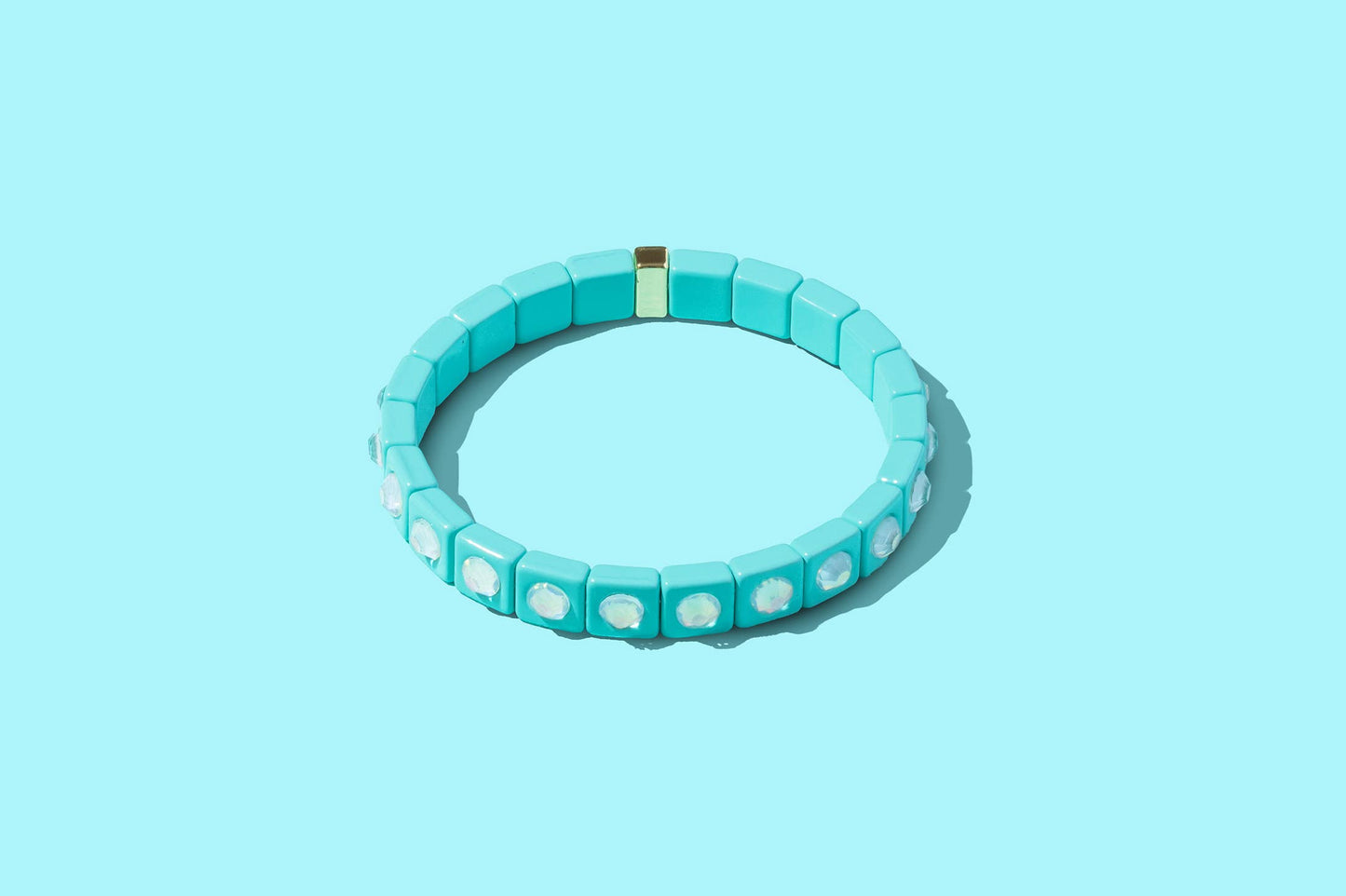 Maeve Enamel Stretch Bracelet with Circle Stones