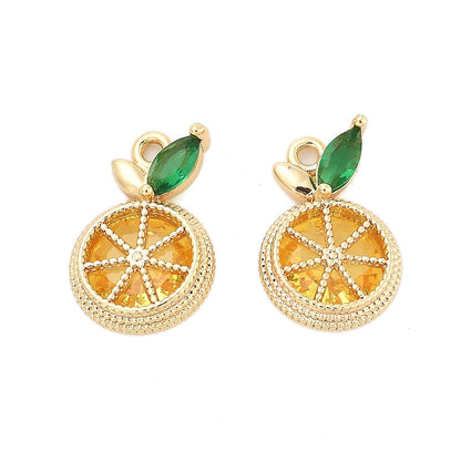 FOOD & BEVERAGE- Gold Lemon Slice Crystal Charm
