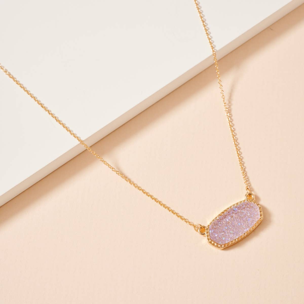 Druzy Stone Charm Short Necklace