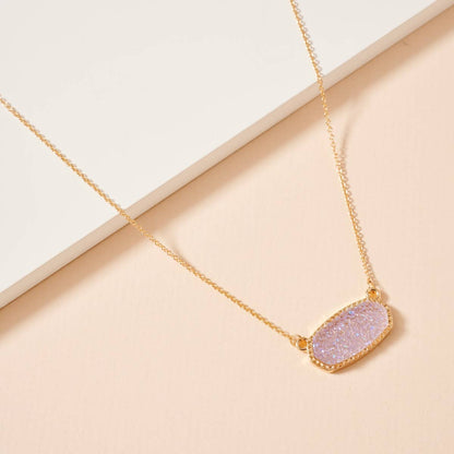 Druzy Stone Charm Short Necklace