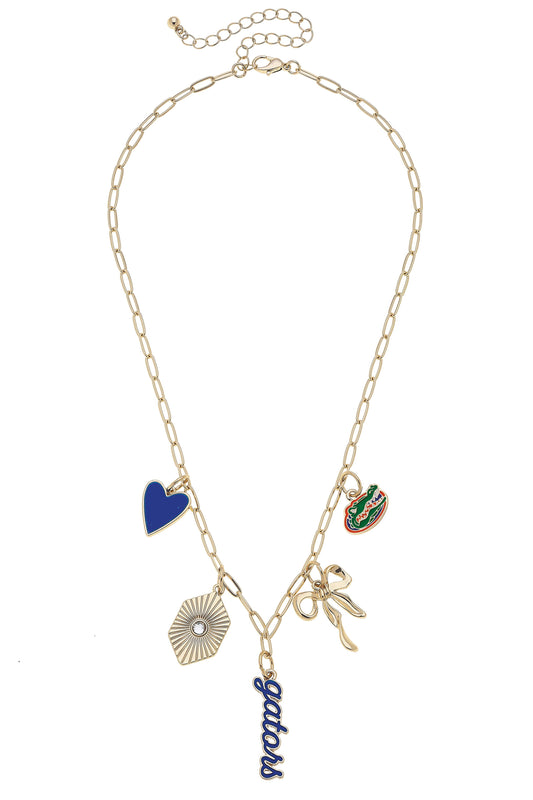 Orange & Blue Paper Clip Charm Collector Necklace