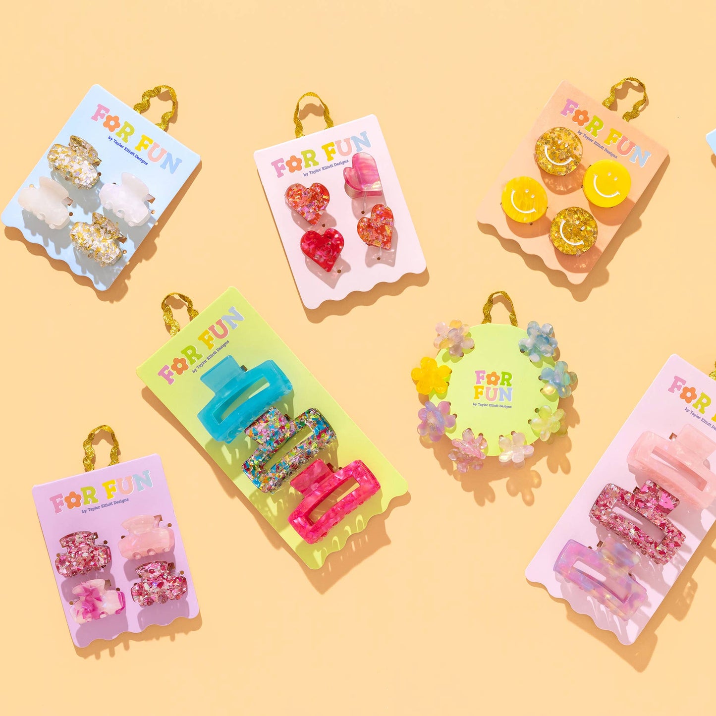 Mini Confetti Claw Clips Set – Pink Hair Accessories for Tweens (4 Pack)