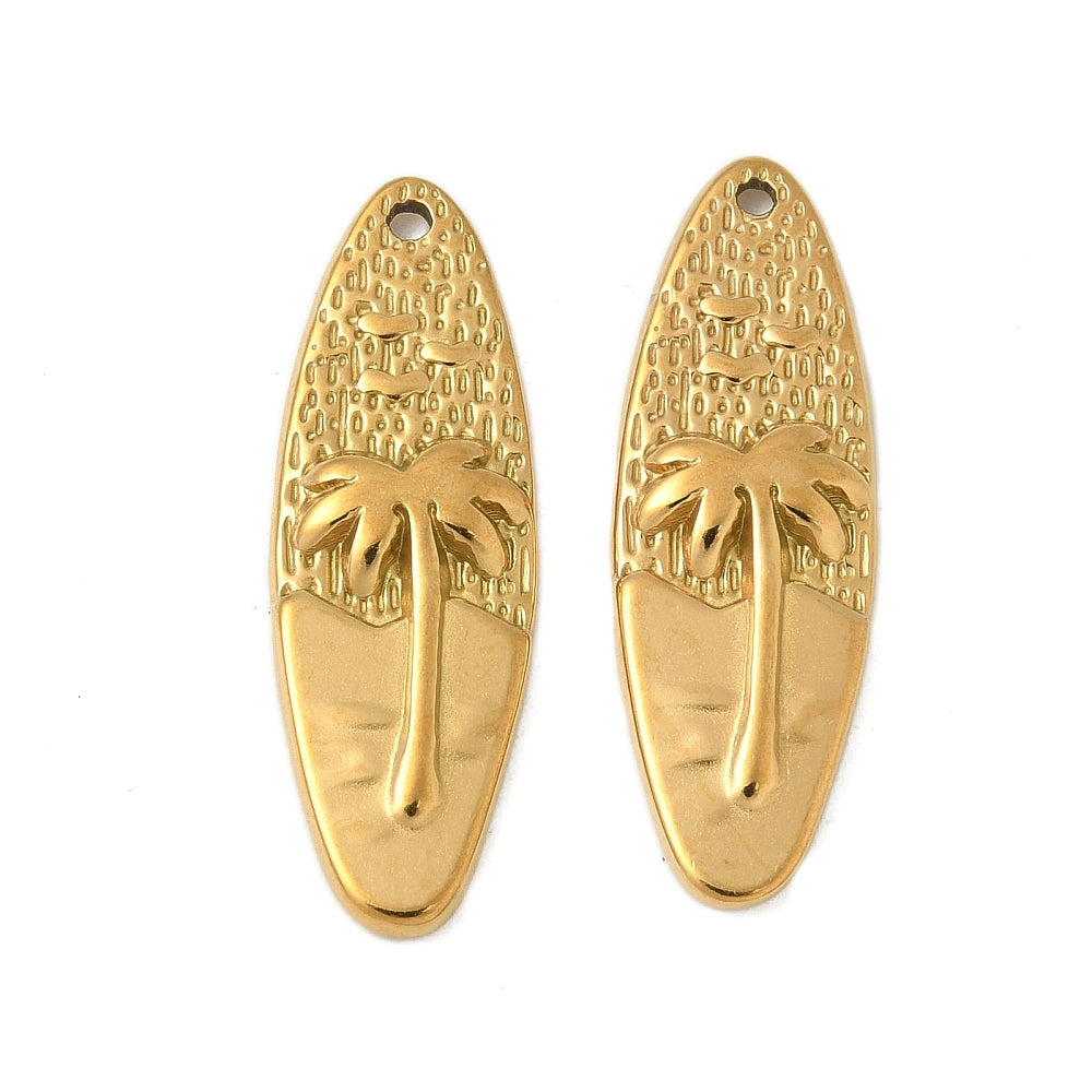 OCEAN- Gold Plated Palm Tree Surfboard Charm
