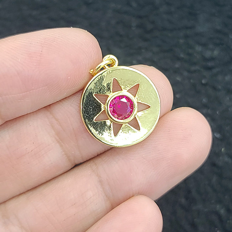 Red Stone Star Pendant Charm
