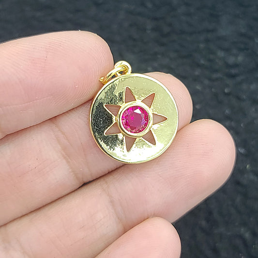 Red Stone Star Pendant Charm