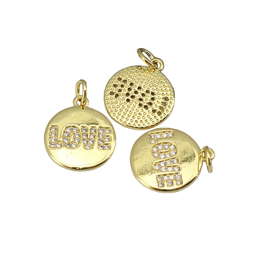 SIGNS, SHAPES & SYMBOLS- Gold Crystal Love Pendant Charm