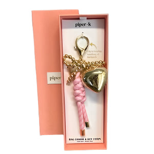 Piper K Pink &amp; Gold Heart Keychain